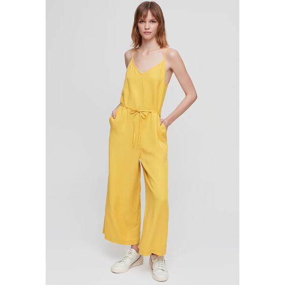 Wilfred Free Kailey Yellow Chambray Strappy Tie Waist Jumpsuit One Piece XXS - Picture 1 of 12